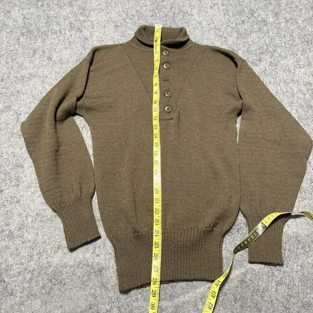 Vintage 1984 USGI Military 5 Button Wool Jeep Sweater Large 42 44 Brown